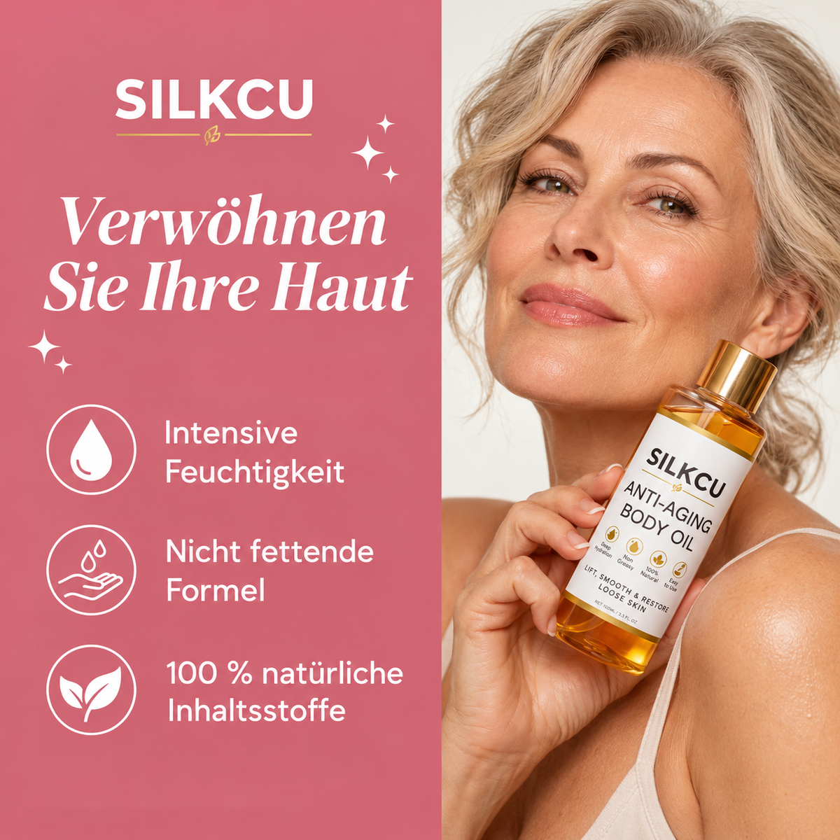 Hautstraffendes Körperöl gegen trockene & reif wirkende Haut – Anti-Aging Pflegeöl, 100 ml
