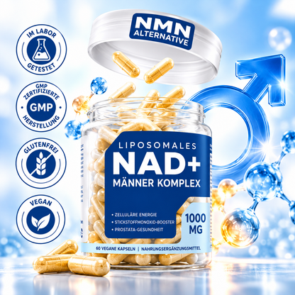 Liposomales NAD+ Männer-Komplex 1000 mg – Mit Zink, Q10 & Resveratrol – 60 Kapseln