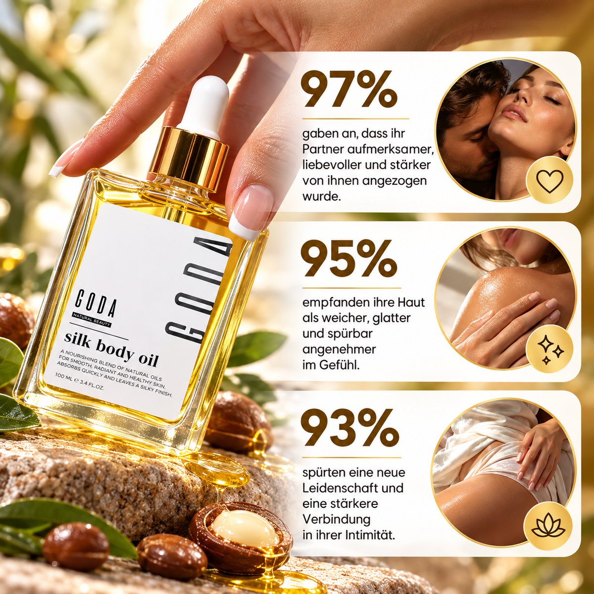 GODA Silk Body Oil – Feuchtigkeitsspendendes Körperöl mit sinnlichem Duft – 50 ml