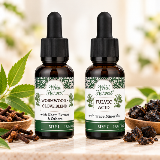 Wermut & Nelken Tropfen mit Fulvinsäure & Spurenelementen – 2-Stufen-Kräuterkomplex, 2 × 30 ml