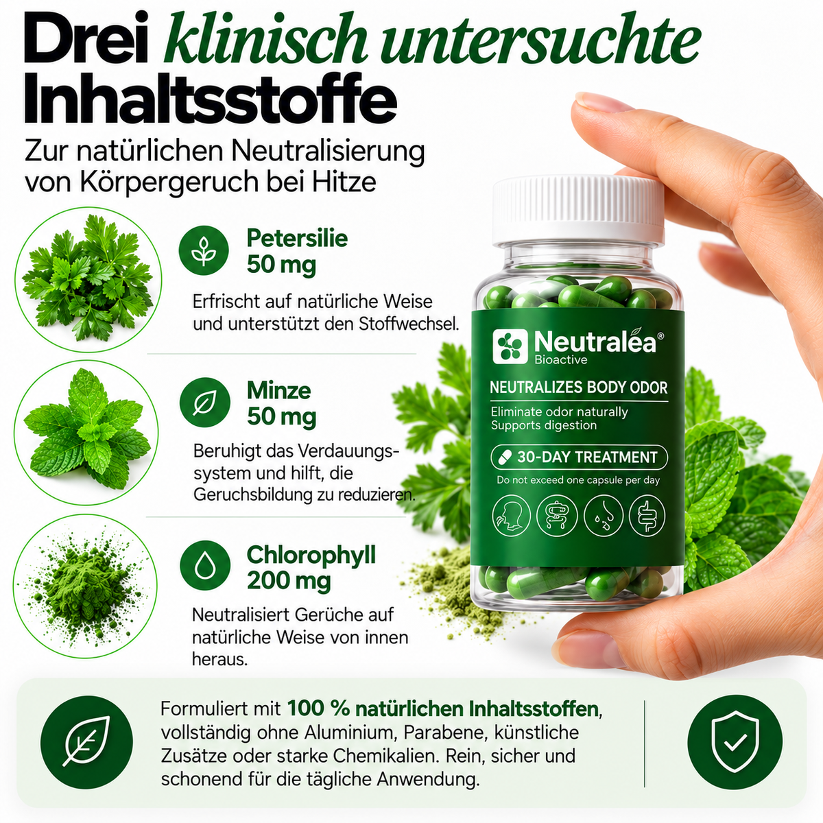 Natürliche Anti-Geruch Ergänzung – Unterstützung für Körper- & Atemfrische | Neutralea™