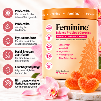Feminine Balance Probiotische Gummibärchen mit Präbiotika & Hyaluronsäure – 30 Gummibärchen