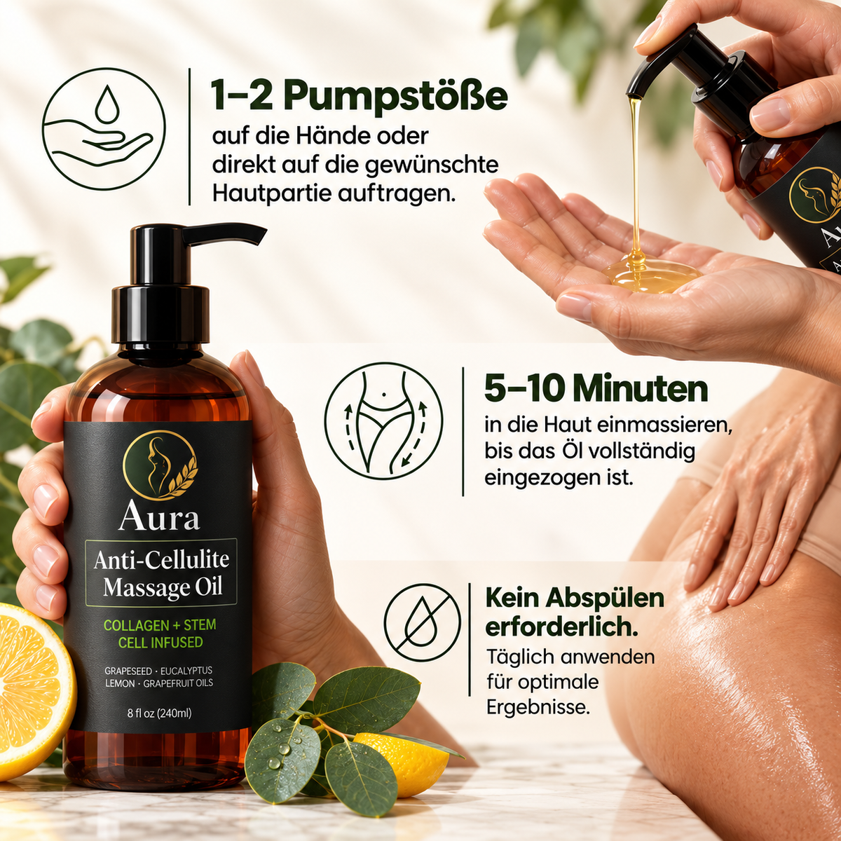 Anti-Cellulite-Massageöl – Straffendes Körperöl 240ml | Body For Us