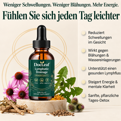 Lymphdrainage Tropfen 60 ml – Pflanzliche Formel mit 8 Kräutern – Alkoholfrei & Vegan