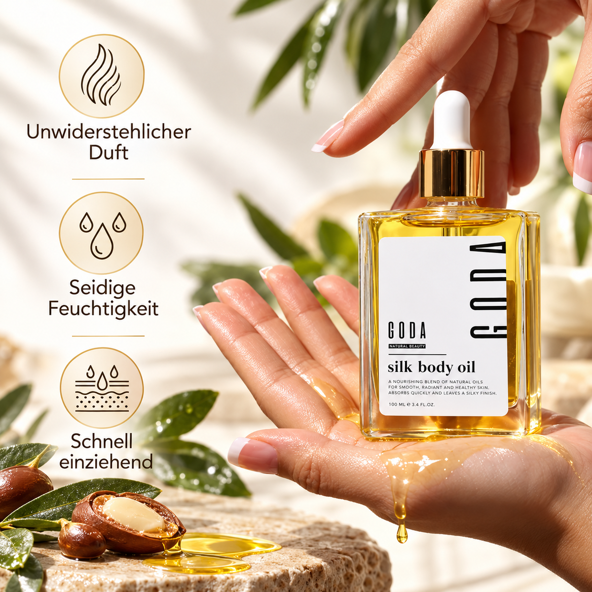 GODA Silk Body Oil – Feuchtigkeitsspendendes Körperöl mit sinnlichem Duft – 50 ml