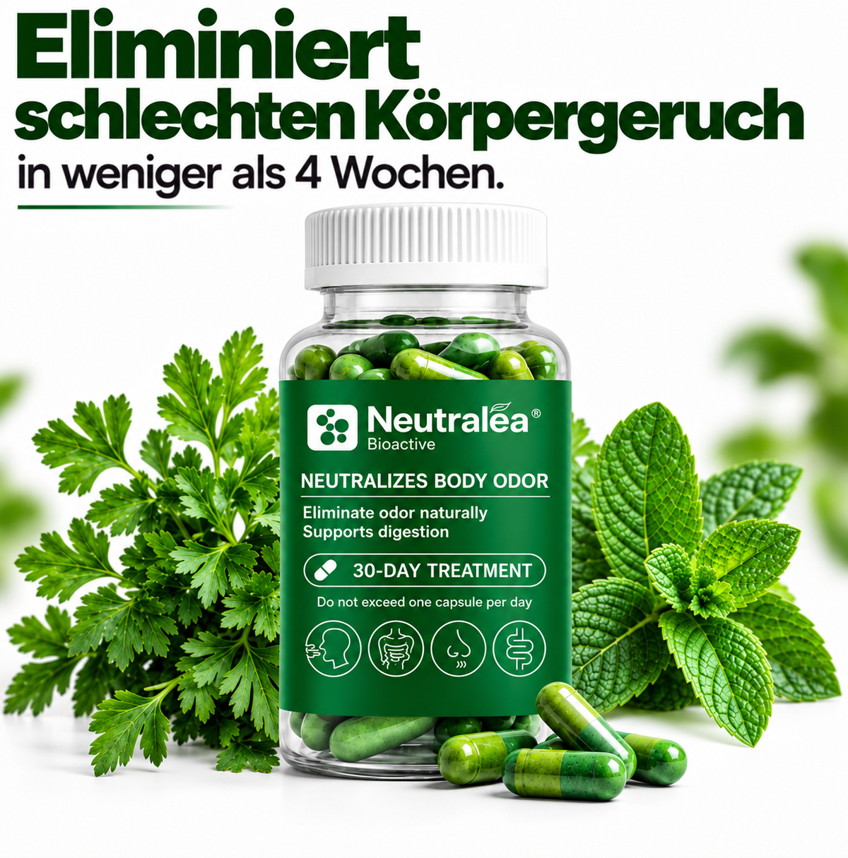 Natürliche Anti-Geruch Ergänzung – Unterstützung für Körper- & Atemfrische | Neutralea™