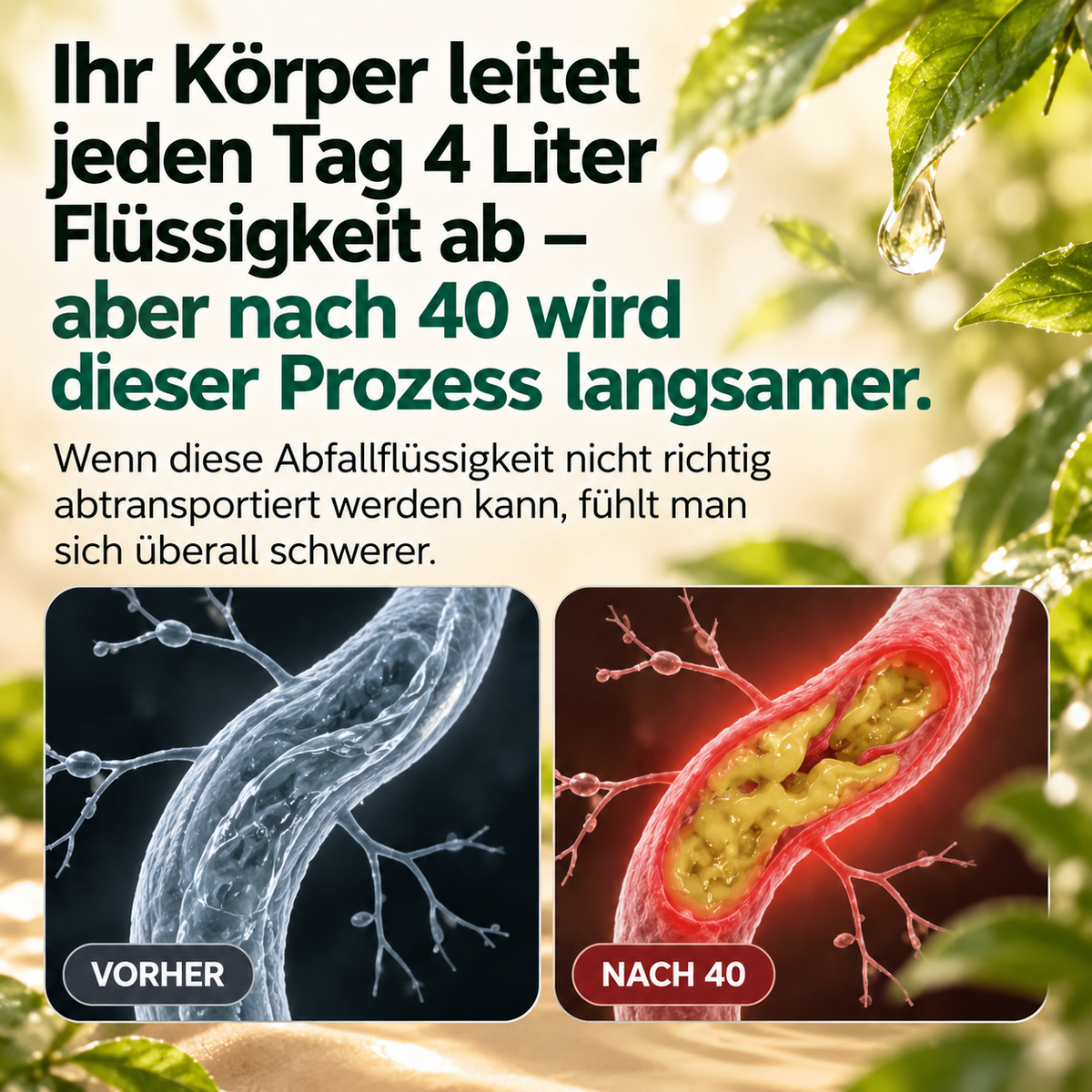 Lymphdrainage Tropfen 60 ml – Pflanzliche Formel mit 8 Kräutern – Alkoholfrei & Vegan